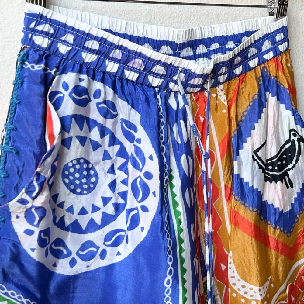 FARM RIO Satin Pitta Shorts Off-white Colorful Bohemian Beachy Resort Wear Sz XS - Picture 5 of 16